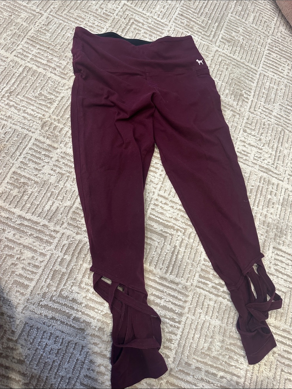 PINK Victoria's Secret Maroon Strappy Leggings